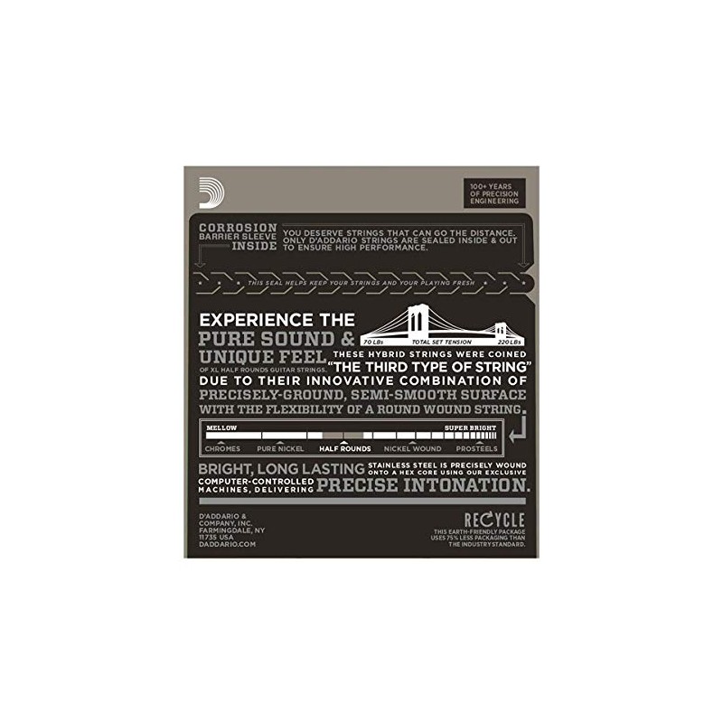 D'Addario Guitar Strings - XL Half Rounds Electric Guitar Strings