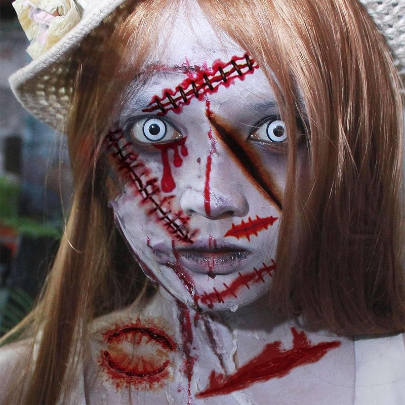 30 Sheets Halloween Tattoo Scars, Temporary Halloween Tattoos, Waterproof Zombie