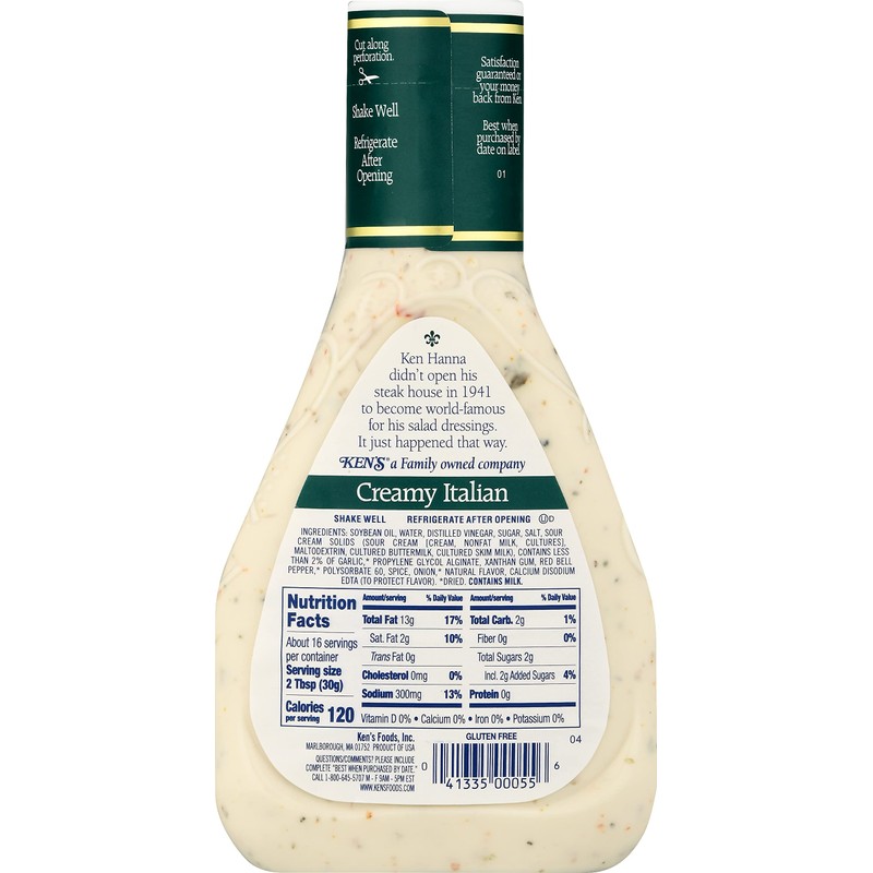 Ken's Steak House Creamy Italian Dressing,16 Fl Oz (Pack of