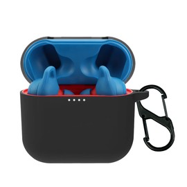 QWYJ for Skullcandy Indy EVO y Indy EVO XT Case Carcasa Protectora de Silicona, para Skullcandy Indy EVO Funda con Mosquetón Llavero Anti-perdida (Negro)