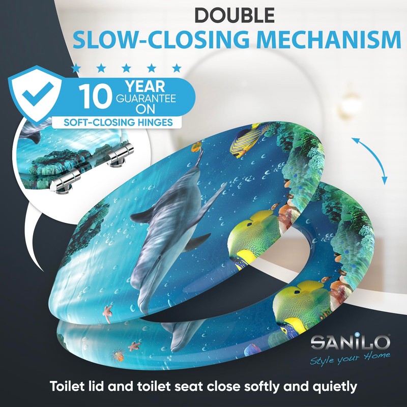 Sanilo Toilet Seat ROUND with Soft Close, Quiet and Slow