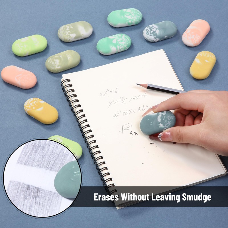 Mr. Pen- Marble Pencil Erasers, 12 Pack, 1" x 2",