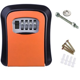 Key Box Wall Mounted 4 Digit Aluminium Alloy Simple Safe Key Lock Box for Site Apartment Factory Orange