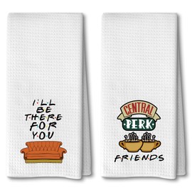 Advivio 2 Pack Funny Friends Kitchen Towels Flour Sack Tea Towel, Merchandise Gifts Kitchen Decor, Friends TV Show Merchandise Gift, Birthday Housewarming Gifts for Women Friends Fans