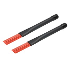 MECCANIXITY Retractable Drum Brushes Percussion Brush Nylon Stick Red for Jazz Acoustic Rock Band Music Lover with Storage Bag 2pcs