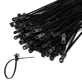 Heavy Duty Black Zip Ties with Screw Hole 12 inch 25 PCS, 50lbs UV Resistant Nylon Cable Ties Straps for Secure Indoor/Outdoor Mounting