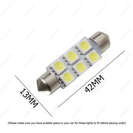 SAWE - 42MM 6-SMD 5050 Festoon Dome Map Interior LED Light Bulbs Lamp For 211, 212, 211-2, 212-2, 214-2, 560, 569, 578, 6413, 6429 (10 pieces) (Red)
