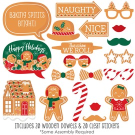 Big Dot of Happiness Gingerbread Christmas - Gingerbread Man Holiday Party Photo Booth Props Kit - 20 Count