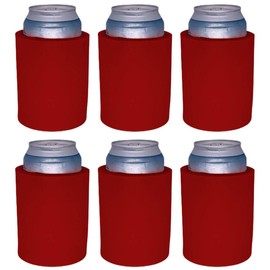 Blank Thick Foam Old School Can Cooler (6 Pack, Red)