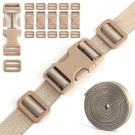 LEBATSION Buckles Straps Kit 1'' - 6 PCS Dual Side Release Buckles, 12 PCS Tri-Glide Sliders, 6 Yards Nylon Webbing 1 inch, Heavy Duty Dual Adjustable No Sewing