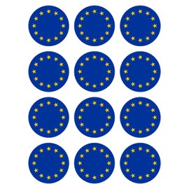 Generic Pack of 12 Stickers EU Flag Round 4 cm Europe European Union Weatherproof and UV Protection Set