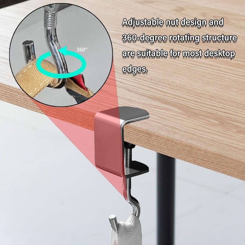 DYOUen 4pcs Desk Hook Bag Holder Adjustable Clip Purse Hanger