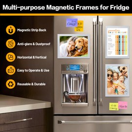 VAIIGO A4 Magnetic Display Frame for Fridge, 5Pack Magnetic Sign Holder, Picture Display Frame Document Paper Holder for Fridge Whiteboards and Metal Surfaces, Silver