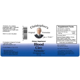Dr. Christopher's Original Formulas Blood Circulation Formula Capsules, 475mg, 100 Count