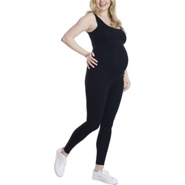 Motherhood Maternity Women's Active Bodysuit Unitard Pregnancy Jumpsuit, Black, Medium