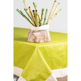ESSE HOME - CONFESTYL Line - Rectangular Tablecloth for 6 People - Made in Italy -Cinzia 100 (140x180, Green-Beige)