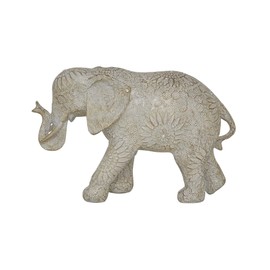 Deco 79 Polystone Elephant Decorative Sculpture Home Decor Statue, Accent Figurine 11" x 4" x 7", White