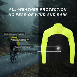 CGLRybO Men's Cycling Jacket Waterproof Windbreaker with Detachable Running Hiking Cycling Vest Packable Reflective