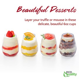 EcoQuality 6 oz Mini Stemless Clear Plastic Wine Glass, Unbreakable Elegant and Reusable Wine Tumbler for Wine Tasting, For Indoor or Poolside Party (8)