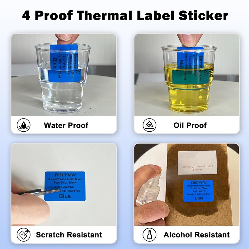 LENVII 40x30mm Inch Direct Thermal Label Sticker Rectangle Thermal Printer