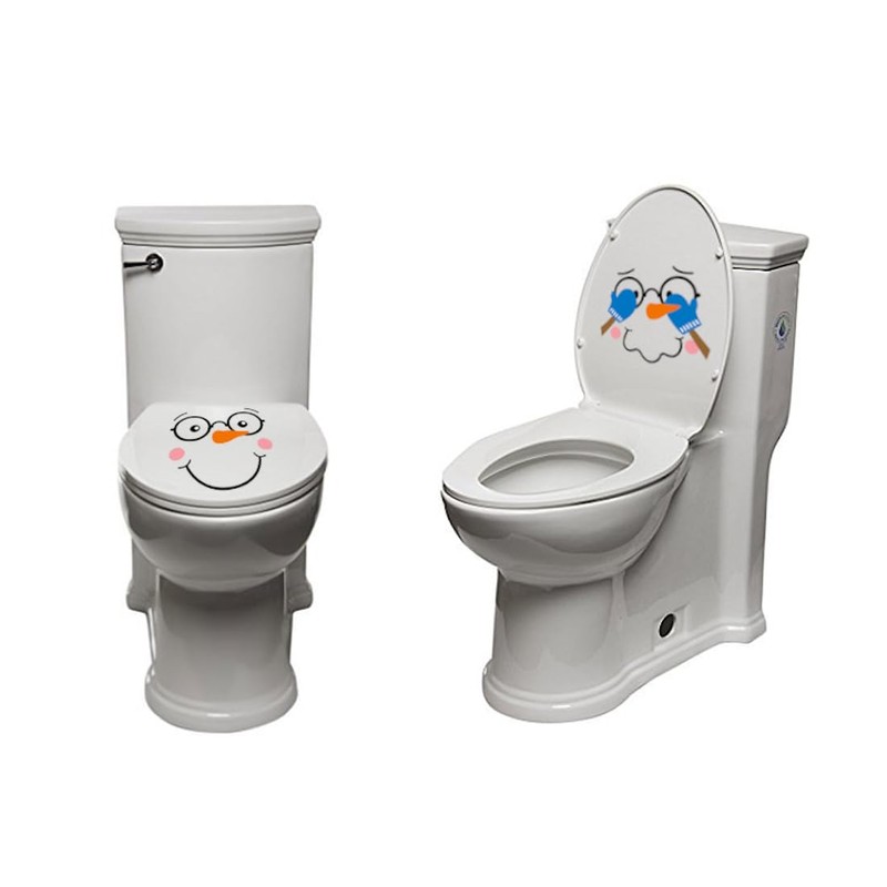 Iconikal 2-Piece Toilet Seat Cling Christmas Decoration Set, Funny Snowman