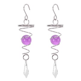 Wind Spinner Stabilizer Crystal Ball, 2 Gazing Ball Spiral Tail Wind Spinner Garden Wind Spinner Tail Stabilizer with Swivel Hook(Purple)