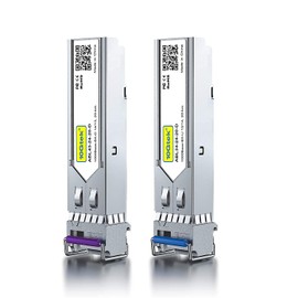 2 x Pair of 1.25G SFP Bidi Transceiver 1000Base-BIDI, 1490 nm/1310 nm SMF, up to 20 km, for Cisco GLC-BX-D, Ubiquiti UniFi UF-SM-1G-S, Mikrotik, D-Link, Supermicro, Netgear and More