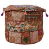 Stylo Culture Cotton Patchwork Embroidered Osmanische Cover Brown Floral Ottoman
