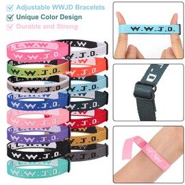 15PCS WWJD Bracelet Pack for Women Men, Christian Jesus Bracelet Gifts, Adjustable What Would Jesus Do Wristbands Black