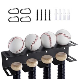 Bat Stand, Wall Mounted, Baseball Bat Rack, 4 Strand, Tension Rack, Easy Installation, Baseball Equipment Organizer Holder, Space Saver (13.4 x 8 x 3.1 inches (34 x 8 x 8 cm), 4 Tanks)