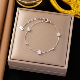 meberg Karma NH10353856_silber Damen Armband Edelstahl Silber mit Kristallen zartes Damenarmband elegantes Schmuckstück mit Karabinerverschluss zeitloses Design filigranes Eddelstahlarmband (Silber)