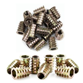 M8 Threaded Inserts for Wood, 25 PCS Hex Socket Drive Insert Screw-inZinc Alloy Threaded Rivet Screw Nuts For Wood Timber Furniture