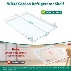 WR32X22844 Refrigerator Freezer Glass Shelf Compatible With GE GSE25HMHEHES, GSE25HSHBHSS, GSE25HMHJHES, GSE25HSHEHSS, GSE25HSHJHSS, GSE25HMHKHES Refrigerator etc. Part Number: AP5980305, PD00026844