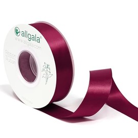 Allgala Double Sided Polyester Satin Ribbon 25 Yard Continuous Spool for Wedding, Bridal, Baby Shower, Gift Packing, Decoration (Burgundy,1"x25 yd) RB57123