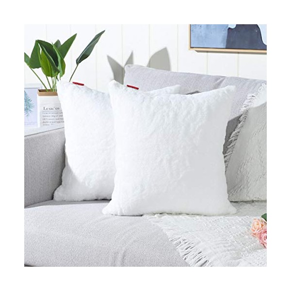 Mandioo Pack of 2 Pure Snow White Faux Fur Fuzzy
