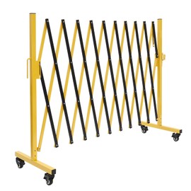 Expandable Mobile Barrier Gate, Metal Crowd Control Barriers Gate, Portable Safety Barricade with Casters, Adjustable Folding Fence Security Gates for Road Construction, Traffic Control