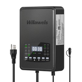 WILAWELS 300W Low Voltage Landscape Transformer, 2 Zone Independent Control, Landscape Lighting Transformer, 120V AC to 12/14V AC, Low Voltage Transformer with Timer and Photocell Sensor, ETL Listed
