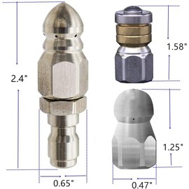 KZPA (3PCS) Pressure Washer Sewer Jetter Nozzle,Otating Nozzle and Corner Jet