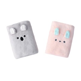 Parliky 2pcs Cartoon Fast Drying Towels Absorbent Quick Dry Hair Wraps for Bath Fleece Material for Home Travel and Spa Use Pink Grey