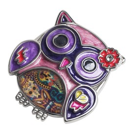 BONSNY Enamel Alloy Cartoon Owl Brooch Bird Pins Jewellery for Women Girls Dress Scarf Accessories Gift (Purple)