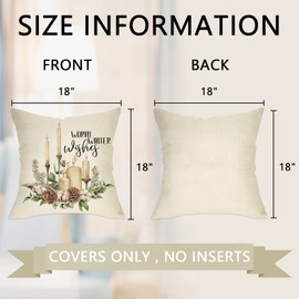 Ussap Warm Winter Wishes Decorative Throw Pillow Cover Set of 4, Reindeer Elk Skating Boots Let It Snow Decoration, Christmas Pine Tree Cones Candle Hot Cocoa Farmhouse Sofa Cushion Case Decor 18 x 18