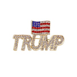 Crystal Trump Brooch with US Flag/Trump Maga Merchandise for 2024 United States Presidential Election -1 Piece