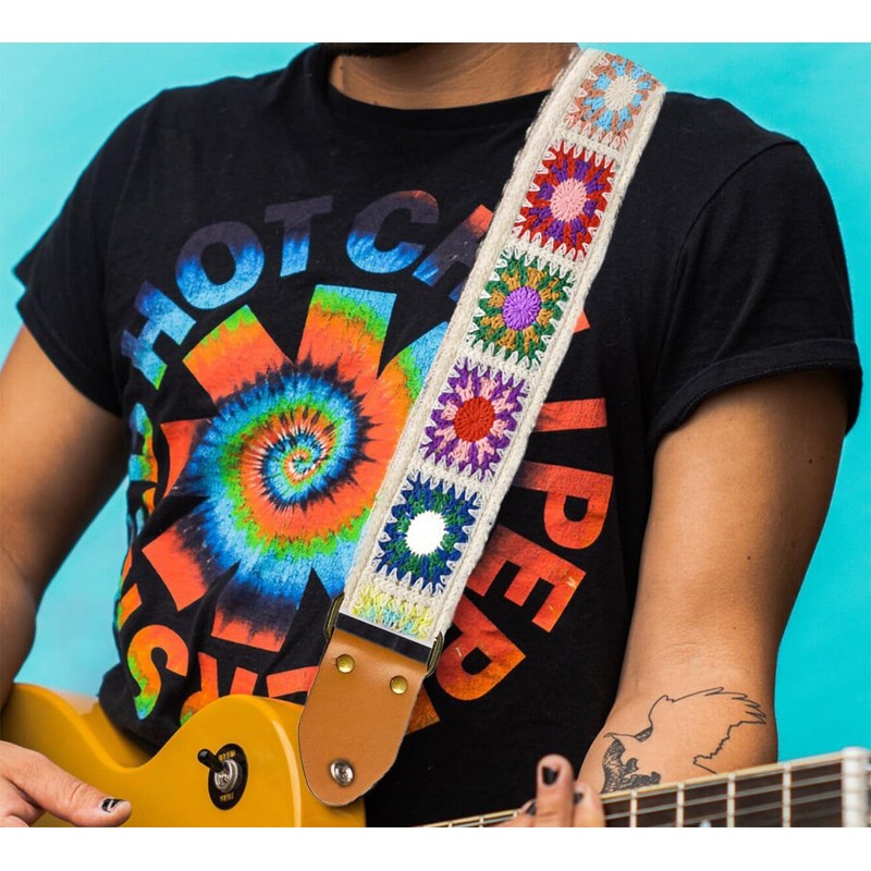 ZANZER Cotton Guitar Strap | Jacquard Crochet Design & Adjustable