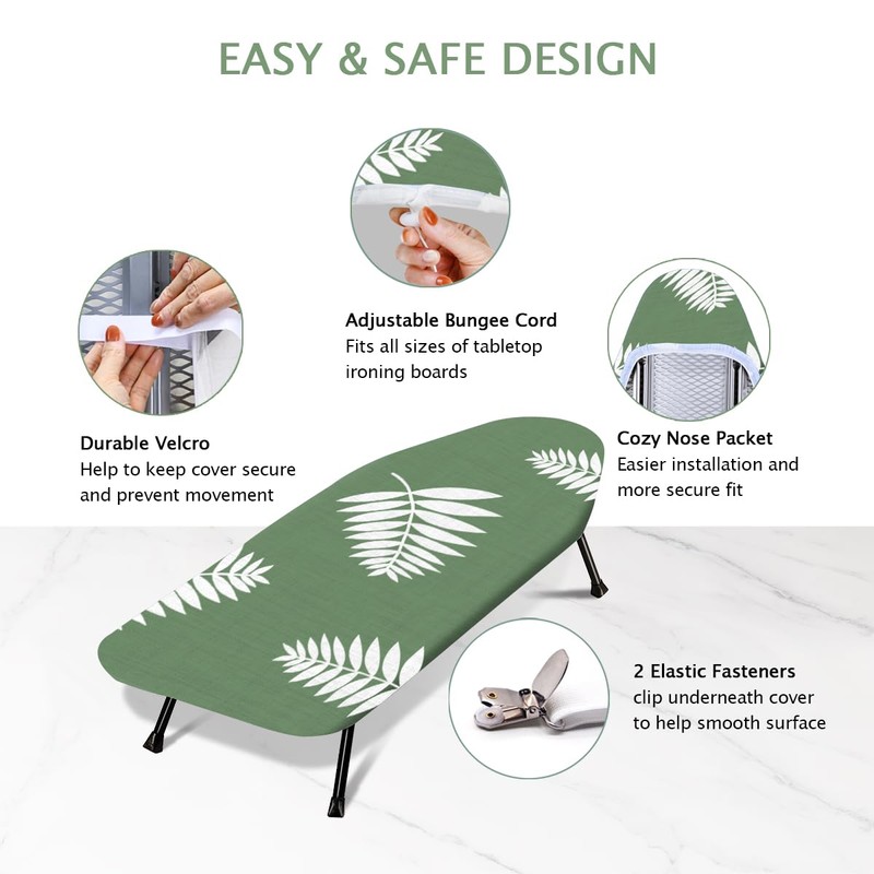 SheeChung 12.5"x32" Small Ironing Board Cover and Pad,Fits Mini Table