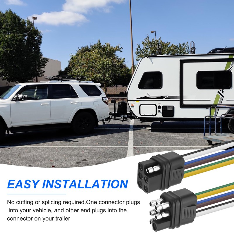 XMSJSIY 6 Way Square Trailer Wire Adapter Extension Cable 6-Pin