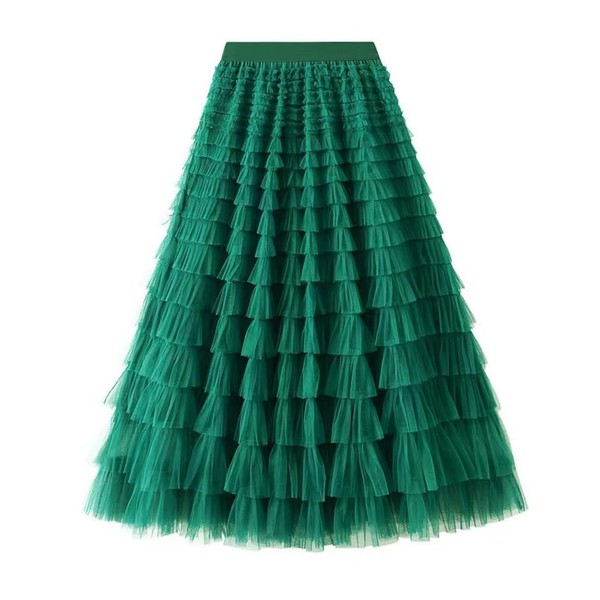 Cos2be Womens One Size Skirt Mesh Layered Hem Fluffy Multilayer