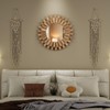 VETROVUE 20 Inch Brown Boho Wall Decor Sunburst Mirror -