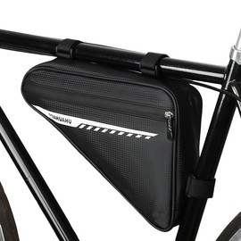 HAGOT Bike Triangle Frame Bag, Waterproof Front Handlebar Bag, Saddle Storage Tube Bags with Reflective Stripe, Cycling Pouch for Road Mountain Bikes