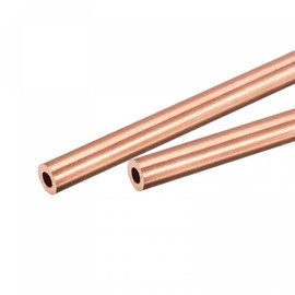 sourcing map Copper Round Tube 6mm OD 1.5mm Wall Thickness 300mm Length Pipe Tubing 2 Pcs