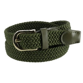 CTM Women's Elastic Braided Stretch Belt, Small, Olive
